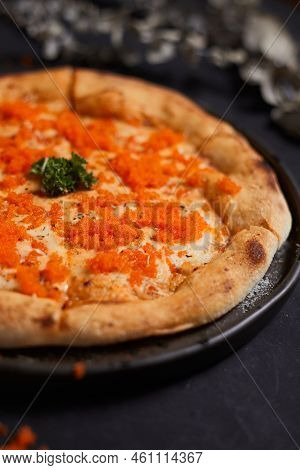Homemade Ebiko Cream Sauce And Cheese Pizza