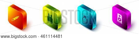 Set Isometric Marijuana Joint, Spliff, Undershirt, Diamond Ring And Stereo Speaker Icon. Vector
