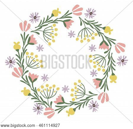 Flower Ornamnet Circle. Wedding Invitation Floral Element