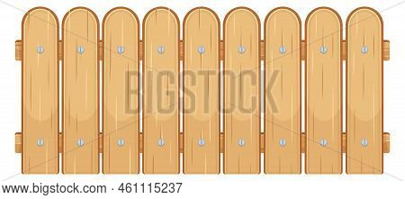 Rural Yard Border. Wooden Panel Cartoon Fence
