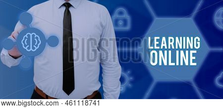 Writing Displaying Text Learning Onlinelearn Something New With The Help Of Internet And Technology.