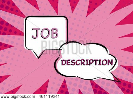 Hand Writing Sign Job Descriptiona Document That Describes The Responsibilities Of A Position. Busin