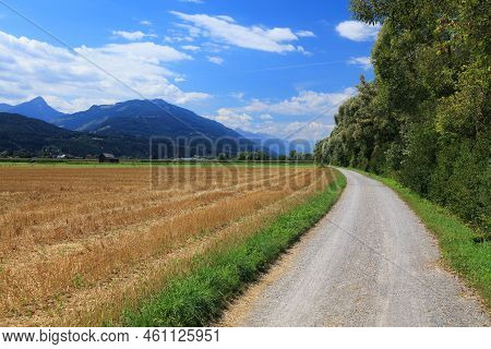Drava River Bicycle Path (drauradweg) Near Spittal An Der Drau Town In Carinthia State Of Austria. C