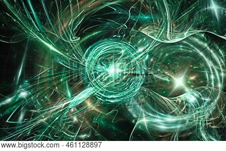 Abstract Illustration Background Image Fantastic Universe With A Bright Flash Of Light Emanating Fro