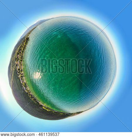 Panoramic Planet Of Ohrid Lake By Village Lagadin In North Macedonia