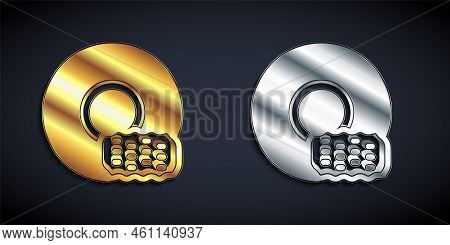 Gold And Silver Washing Dishes Icon Isolated On Black Background. Cleaning Dishes Icon. Dishwasher S