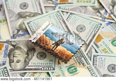 Ternopil, Ukraine - September 2, 2022 Famous Ukrainian Postmark With Russian Warship And Ukrainian S