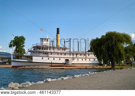 Ss Sicamous Penticton Bc Shoreline. The Historic Ss Sicamous Stern Wheeler On Display On The Beach O