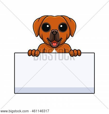 Vector Illustration Of Cute Tosa Inu Cartoon Holding Blank Sign