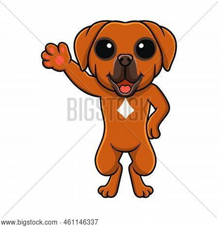 Vector Illustration Of Cute Tosa Inu Cartoon Waving Hand
