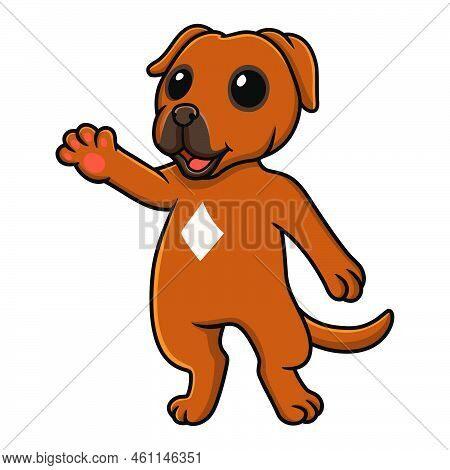 Vector Illustration Of Cute Tosa Inu Cartoon Waving Hand