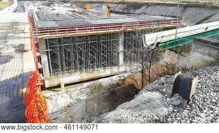 Highway Construction Site View. Civil Engineering