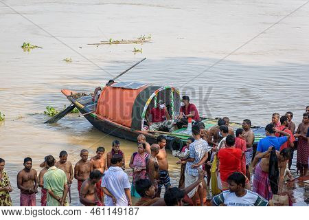 Indian Hindu People Do Faithful Offer 