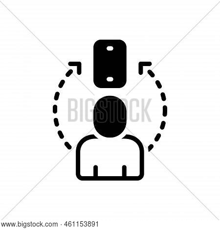 Black Solid Icon For Depending Addicted Dependence Device Digital Smartphone Student Attention Techn