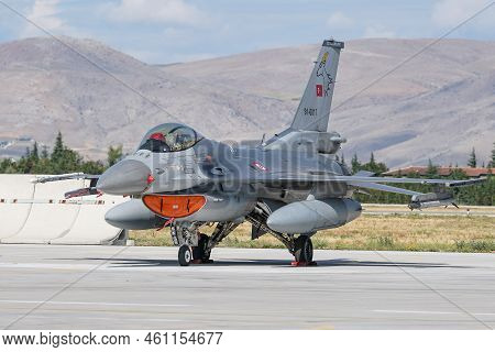 Konya, Turkiye - June 30, 2022: Turkish Air Force General Dynamics F-16c Fighting Falcon (4r-097) Di