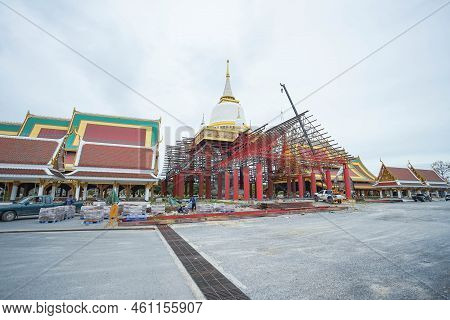 Sichon, Nakhon Si Thammarat, Thailand - July 2022 : Scenery Of The Famous  Wat Chedi Ai Khai Temple 