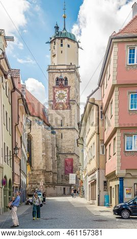 Memmingen,germany - August 28,2022 - View At The Bell Tower Of Saint Martin Church In Memmingen. Mem
