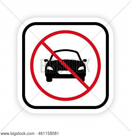 Automobile Drive Forbidden Black Silhouette Icon. Vehicle Car Auto Ban Pictogram. No Automobile Tran
