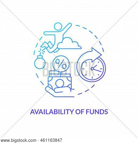 Availability Of Funds Blue Gradient Concept Icon. Active Duty Pay Deposits. Choosing Credit Union Ab