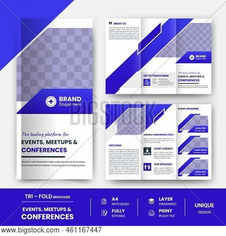 Tri-fold Business Events Meetups & Conference Company Seminar Brochure Design