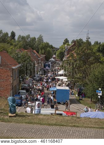 Doel, Belgium, 21 August 2022, Many People In The Streets Of The Polder Village Of Doel On The Occas