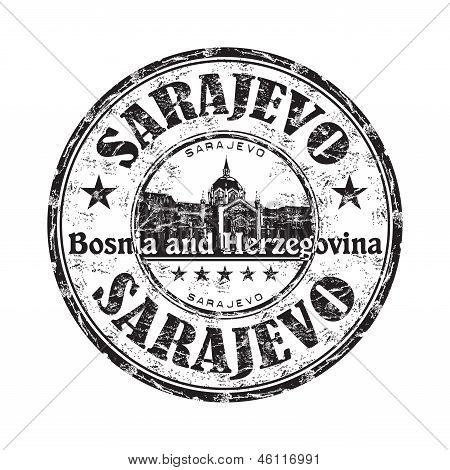 Sarajevo grunge rubber stamp