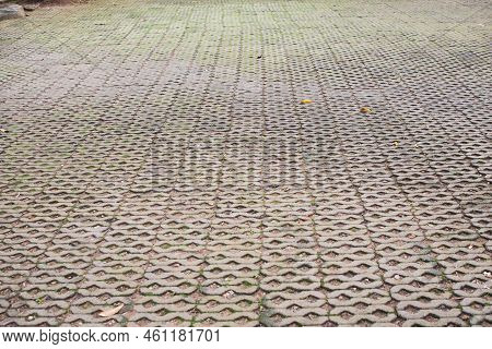 The Floor Is Made Of Beautiful Bricks. Stone Meterial