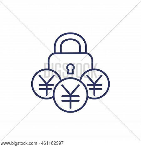Fixed Cost Or Price Line Icon With Yuan