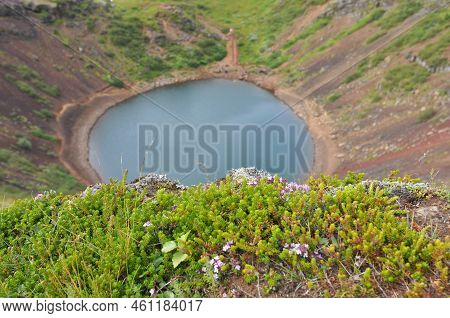 Kerid, Volcanic Crater In Iceland.
