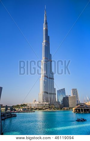 View On Burj Khalifa, Dubai, Uae, At Night
