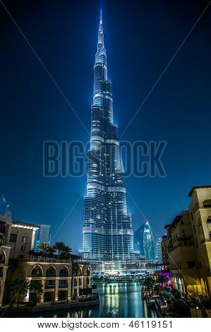 View On Burj Khalifa, Dubai, Uae, At Night