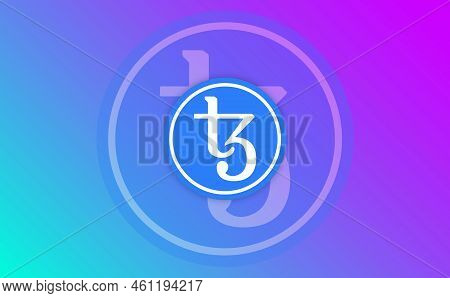 tezos virtual currency images. 3d drawings. coin logo.