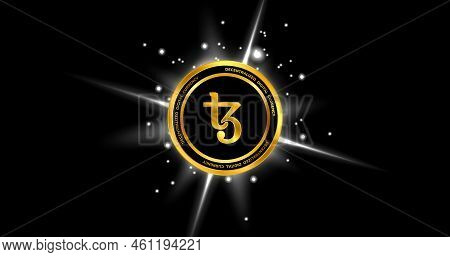 Tezos Virtual Currency Images. 3d Drawings. Coin Logo.
