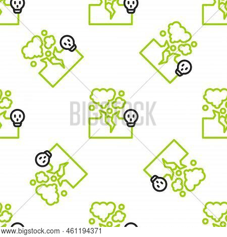 Line Poisonous Cloud Of Gas Or Smoke Icon Isolated Seamless Pattern On White Background. Stink Bad S