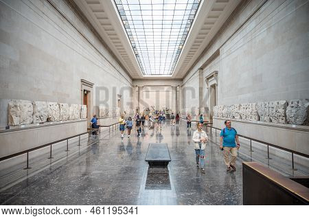 London, Uk - August 19, 2022: Exhibits From Classical Greece Inside The Famous British Muesum In Lon