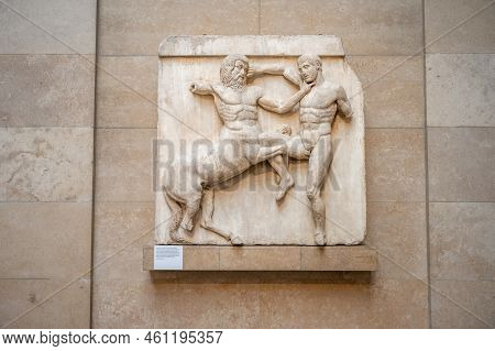 London, Uk - August 19, 2022: Exhibits From Classical Greece Inside The Famous British Muesum In Lon
