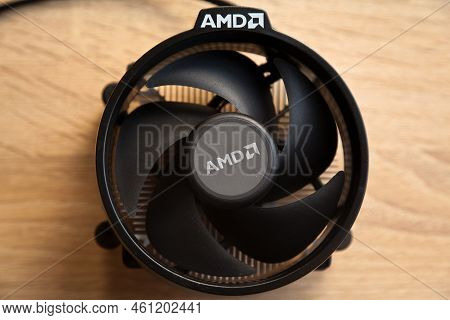 Amd Ryzen 5 Cpu Cooler Black Fan For Desktop Computer, Istanbul Turkey Aug 27 2022