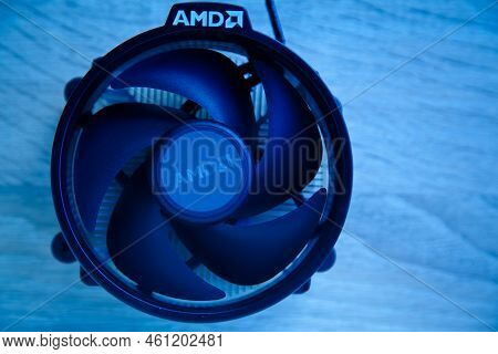 Amd Ryzen 5 Cpu Cooler Black Fan For Desktop Computer, Istanbul Turkey Aug 27 2022