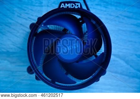 Amd Ryzen 5 Cpu Cooler Black Fan For Desktop Computer, Istanbul Turkey Aug 27 2022