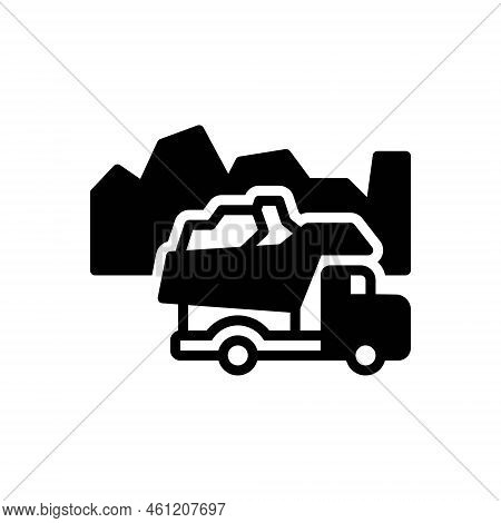 Black Solid Icon For Mining Fossorial Coal Material Metal Mineral Fuel Cargo Dumper Excavate Transpo