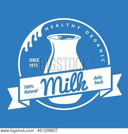 Natural Milk Logo Design Isolated On White