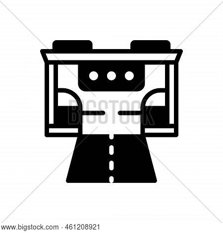 Black Solid Icon For Toll Road-toll Gate Highway Barrier Traffic Checkpoint Tollbooth Transportation