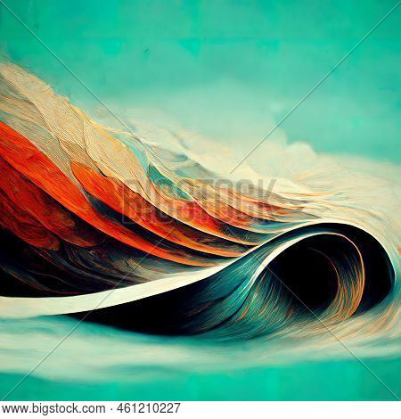 Curve Paint With Sea Green And Orange Color