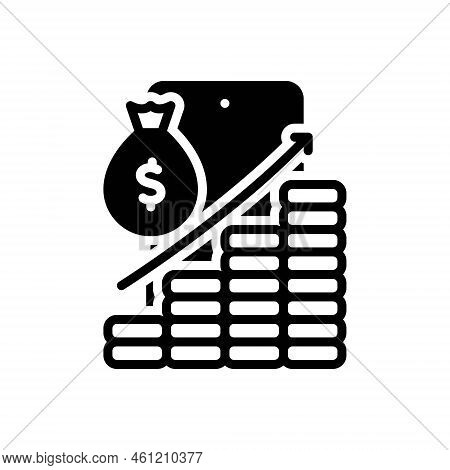 Black Solid Icon For Yield Banking Crop Earning Finance Harvest Production Output Increase Profit Ag