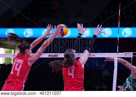 Ankara, Turkiye - June 03, 2022: Aleksic Maja And Drca Bojana In Action During Serbia Vs Bulgaria Vn