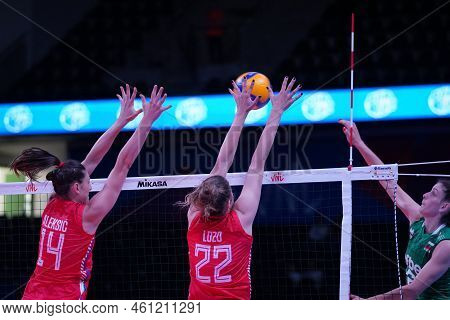 Ankara, Turkiye - June 03, 2022: Aleksic Maja And Lozo Sara In Action During Serbia Vs Bulgaria Vnl 