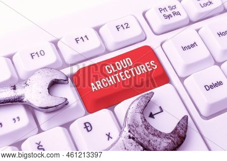 Text Caption Presenting Cloud Architecturesvarious Engineered Databases Softwares Applications. Busi