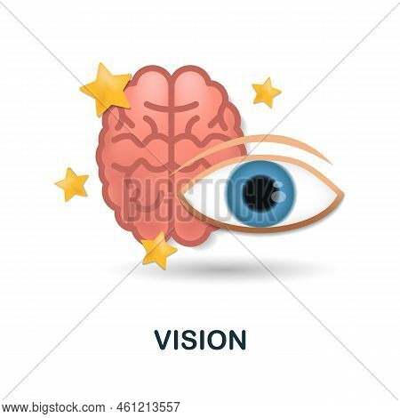 Vision Icon. 3d Illustration From Brain Procces Collection. Creative Vision 3d Icon For Web Design, 