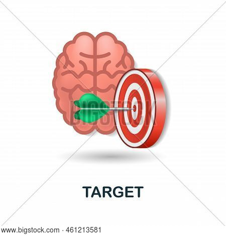 Target Icon. 3d Illustration From Brain Procces Collection. Creative Target 3d Icon For Web Design, 