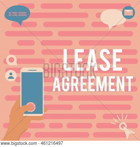 Handwriting Text Lease Agreementcontract On The Terms To One Party Agrees Rent Property. Business Id